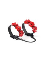 Поножі Liebe Seele Flower Rhythm - Black and Red Leather Flowers Hand Cuffs
