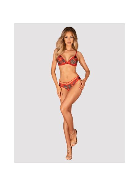 Комплект Obsessive Ms Merrilo 2-pcs set, XS/S, м’який бюстгальтер та трусики з доступом і з помпоном