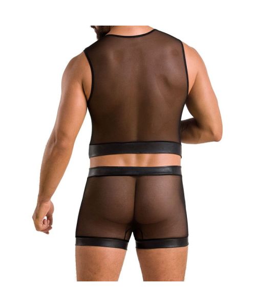 Комплект чоловічої білизни на шнурівці Passion 053 SET WILLIAM XXL/XXXL Black, жилет, боксери