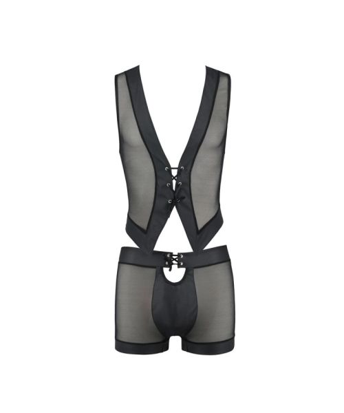 Комплект чоловічої білизни на шнурівці Passion 053 SET WILLIAM XXL/XXXL Black, жилет, боксери