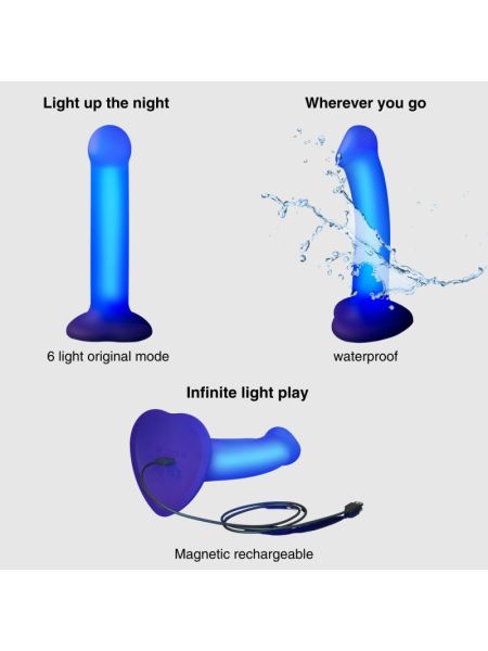 Дилдо, що світиться Strap-On-Me Glow-LED Dildo Purple - M