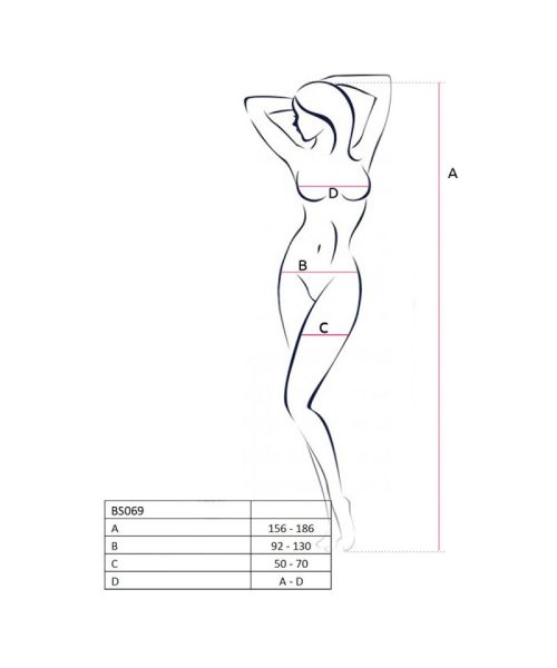 Бодістокінг Passion BS069 white, комбінезон, імітація панчох і боді