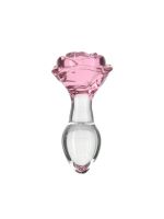 Скляна анальна пробка Pillow Talk Rosy Luxurious Glass Anal Plug, ⌀3,3 см, віброкуля в подарунок