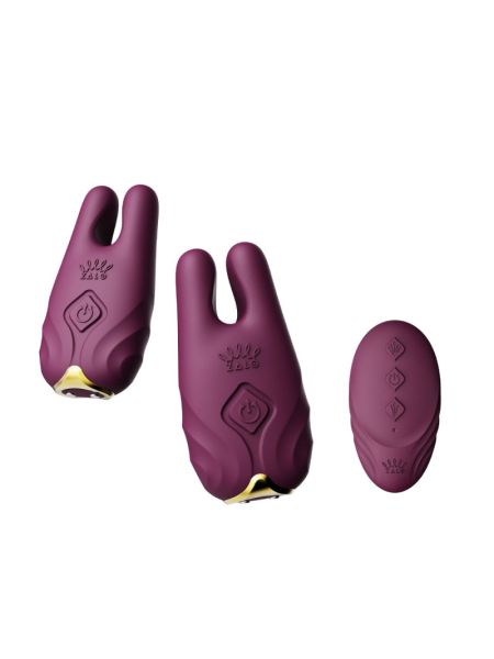 Смарт-вібратор для грудей Zalo - Nave Velvet Purple, пульт ДК, робота через додаток