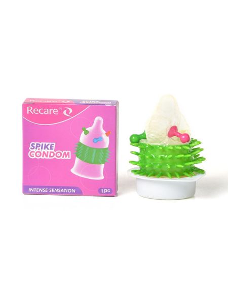 Насадка на член Recare Spike Condom Pink (презерватив з кульками та рядами шипів)