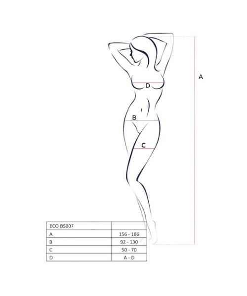 Бодістокінг Passion ECO BS007 white, з доступом, силуетний малюнок, імітація підв’язок