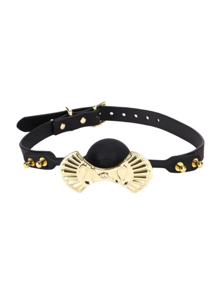 Розкішний силіконовий кляп Zalo Silicone Ball Gag Black, кристал Swarovski, шкіряний ремінець