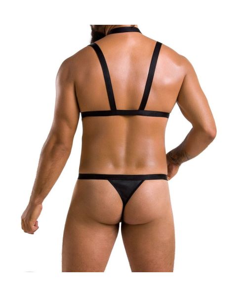 Комплект чоловічої білизни зі стреп Passion 039 SET ANDREW L/XL Black, стринги, шлейки