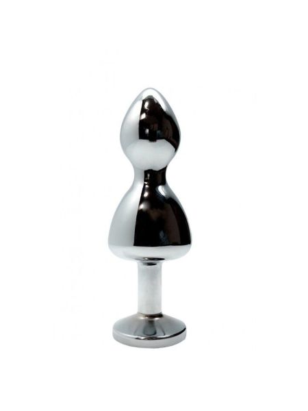 Металева анальна пробка Wooomy Lollypop Double Ball Metal Plug Blue M діаметр 3,1 см, довжина 9,4 см