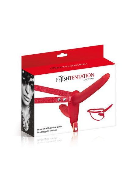 Подвійний страпон Fetish Tentation Strap-On with Double Dildo Red