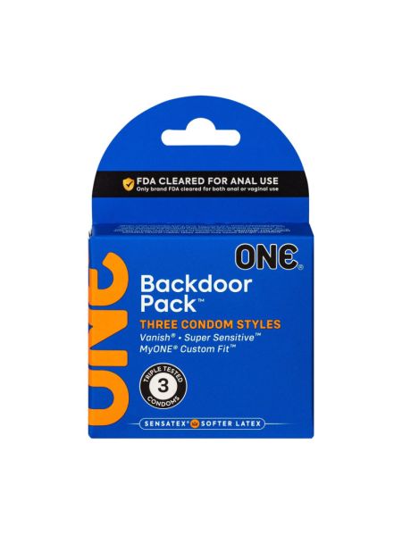 Презервативи ONE Backdoor, 3 шт, 3 види, картонне паковання
