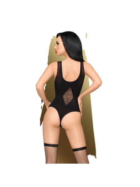Боді Penthouse Hotter Than Hell XL Black, непрозоре, вирізи, декольте, імітація шнурівки, панчохи