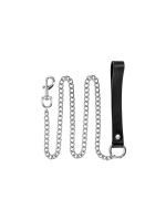 Повідець з натуральної шкіри Fetish Tentation Premium Metal leash with cowhide leather wrist 115 см