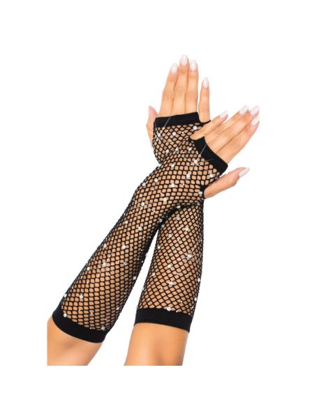 Мітенки Leg Avenue Rhinestone Fishnet Arm Warmers Black