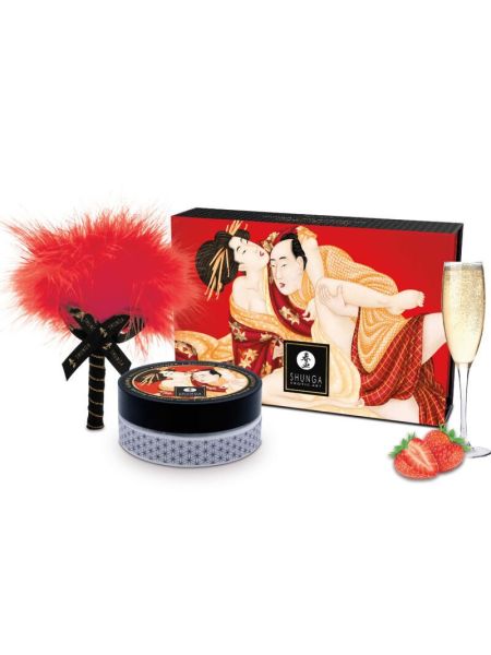 Смачна пудра для оральних пестощів Shunga Body Powder Sparkling Strawberry Wine, 75 г, аромат полуниці
