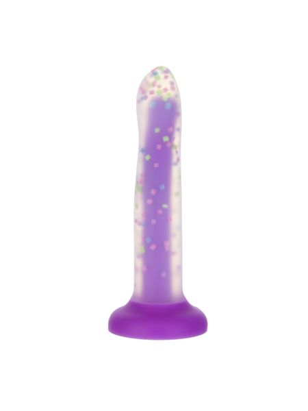 Фалоімітатор, що світиться в темряві, ADDICTION Rave 8″, Glow in the Dark Dildo Purple Confetti, 20,3 см