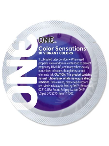 Презерватив ONE Color Sensations Struck by ONE, 1 шт, лавандово-бузковий, гладенький, зі змазкою