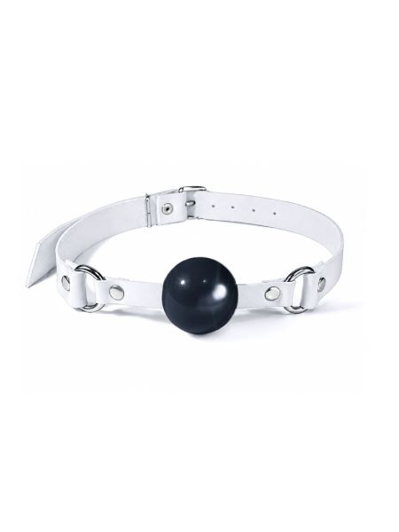 Кляп силіконовий Feral Feelings Silicon Ball Gag White/Black, білий ремінець, чорна кулька