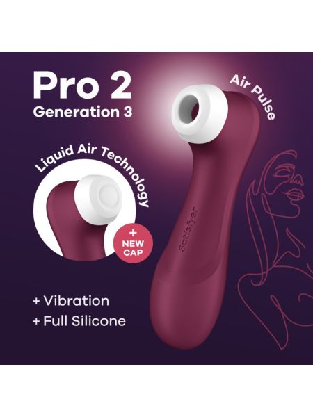 Вакуумний кліторальний стимулятор Satisfyer Pro 2 Generation 3 with Liquid Air Wine Red