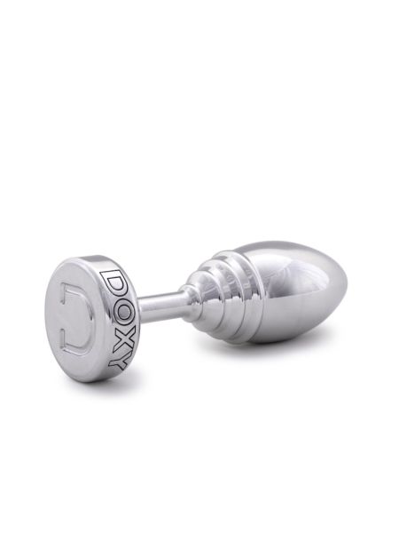 Металева анальна пробка DOXY Butt Plug RIBBED, ребриста, діаметр 3,3 см