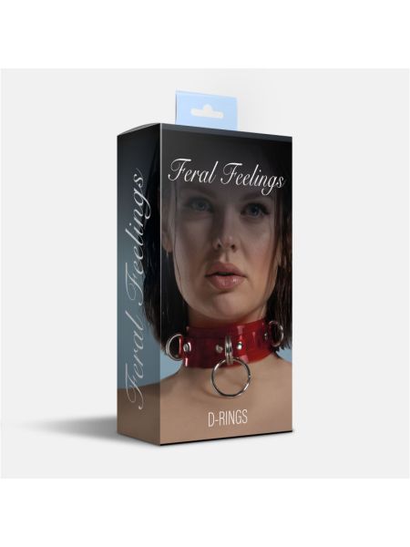 Нашийник для фіксації Feral Feelings - D-Rings Red Trasparent