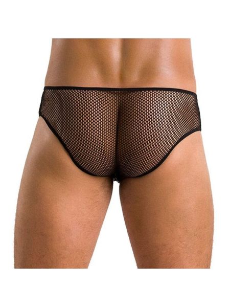 Чоловічі труси зі шнурівкою Passion 035 SLIP RICHARD XXL/XXXL Black, екошкіра, сітка
