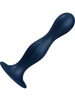 Дилдо Satisfyer Double Ball-R Dark Blue, унісекс, рухомі кульки всередині, на присосці