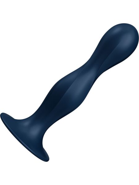 Дилдо Satisfyer Double Ball-R Dark Blue, унісекс, рухомі кульки всередині, на присосці