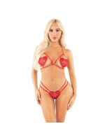 Комплект Leg Avenue Open Cup Bra and Pearl String One Size, Red