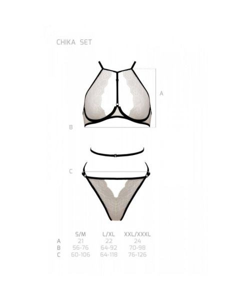 Комплект білизни Passion CHIKA SET, S/M, cream, топ, трусики