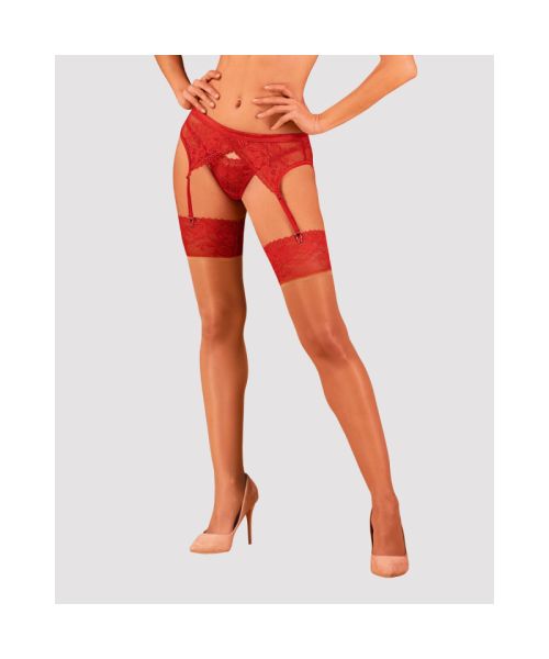 Панчохи під пояс із широким мереживом Obsessive Lacelove stockings XS/S
