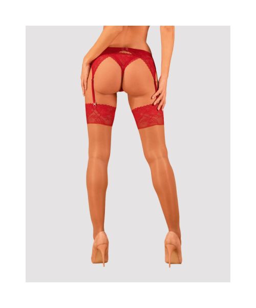 Панчохи під пояс із широким мереживом Obsessive Lacelove stockings XS/S