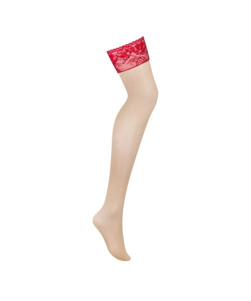 Панчохи під пояс із широким мереживом Obsessive Lacelove stockings XS/S