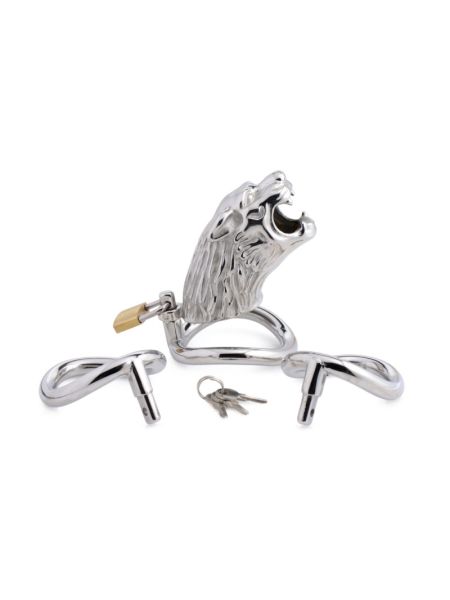 Клітка для пеніса Master Series: Tiger King Cock Cage With Lock, три кільця, замок, три ключі