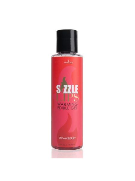 Зігрівальний масажний гель Sensuva Sizzle Lips Strawberry (125 мл), без цукру, їстівний