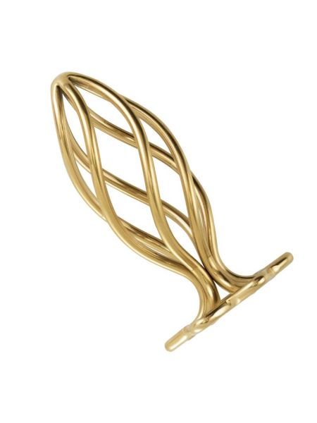 Металева анальна пробка LOCKINK SEVANDA Hollow Spiral Golden, S, золотиста, діаметр 2,6 см