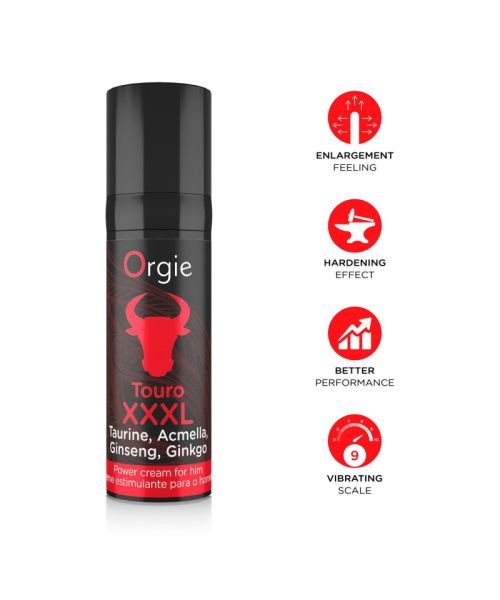 Крем для посилення ерекції Orgie Touro XXXL Power Cream, 15 мл, з ефектом вібрації
