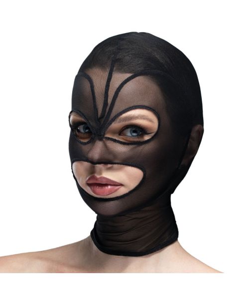 Маска серце сітка з відкритим ротом та очима Feral Feelings - Hearts Mask Black/Black