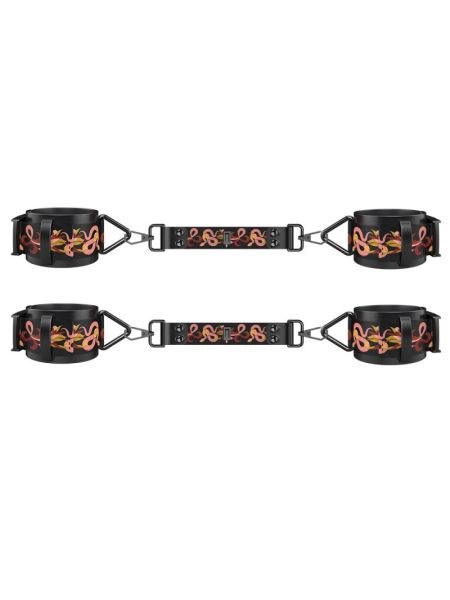 БДСМ-набір LOCKINK The Flowering Serpent Bondage Set, чорний, з малюнком у вигляді змій, 7 предметів