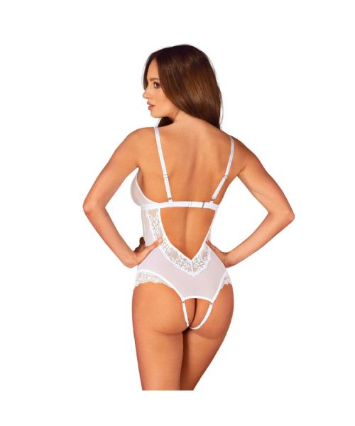 Еротичне напівпрозоре боді Obsessive Heavenlly crotchless teddy XS/S, з доступом