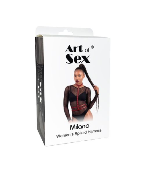 Жіноча портупея з шипами Art of Sex - Milana, екошкіра, розмір XS-2XL, колір білий
