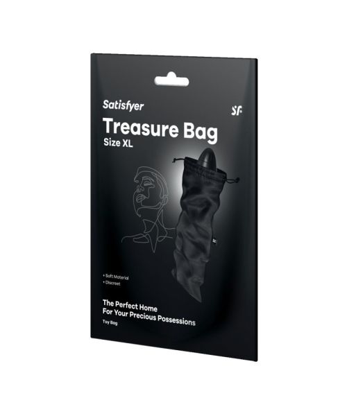 Мішечок для секс-іграшок Satisfyer Treasure Bag XL, чорний, на шнурку