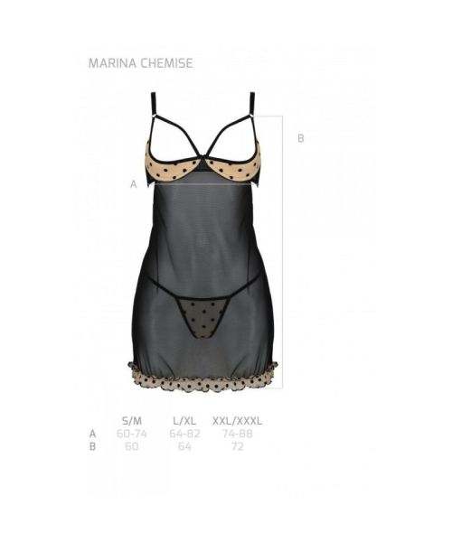 Еротичний пеньюар Passion MARINA CHEMISE, L/XL, beige