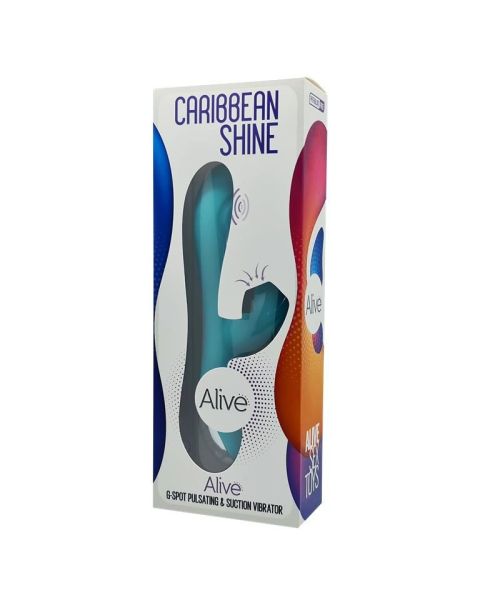 Вібратор-кролик 3 в 1 з вакуумом і пульсівною стимуляцією точки G Alive Caribbean Shine Blue