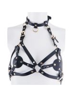 Портупея на грудь LOCKINK SEVANDA Queen Chest Harness with Removable Bra, чорна, зі знімними пестис