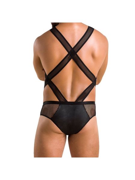Чоловіче еротичне сітчасте боді Passion 045 VICTOR XXL/XXXL Black, екошкіра, сітка