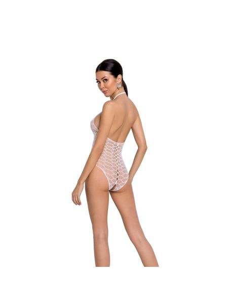 Бодістокінг у велику сітку Passion BS087 white, відкрита спина, халтер, з доступом