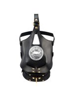 Маска-збруя для мінету з повідцем LOCKINK SEVANDA Blowjob Head Muzzle with Leash, чорна