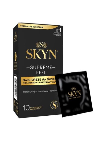 Ультратонкі безлатексні презервативи SKYN Supreme Feel 10 шт, 0,035 мм, природна текстура шкіри