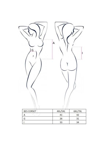 Корсет під латекс з пажами Passion BES CORSET 4XL/5XL, black, стрінги, шнурівка